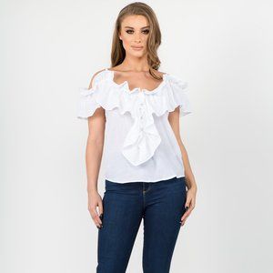 White ruffled top